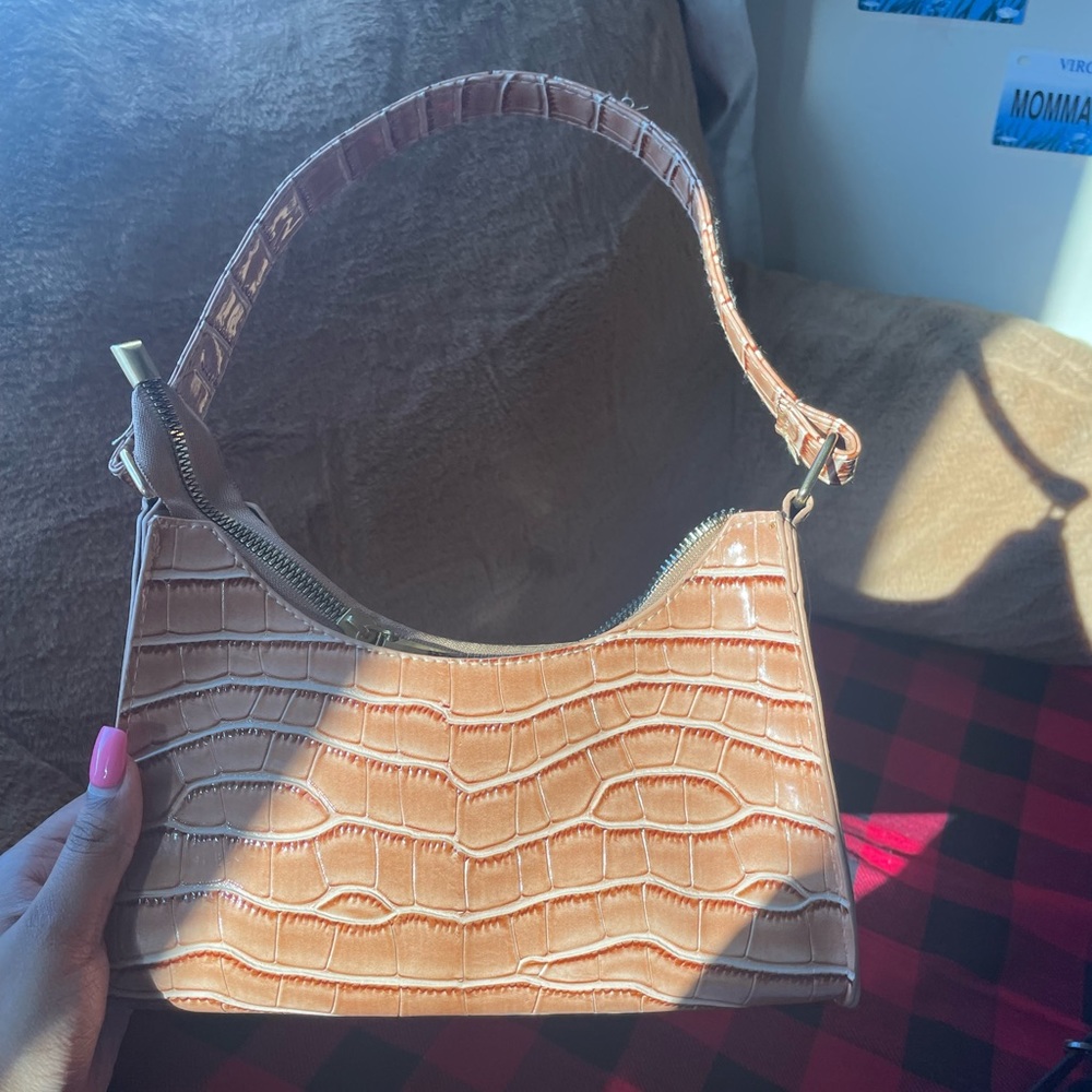 Croc embossed shoulder bag
